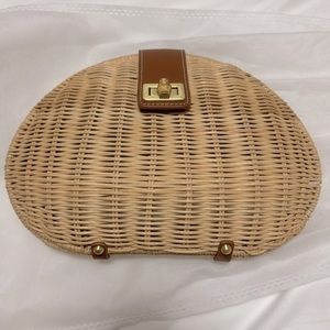 Rattan oval shaped handbag